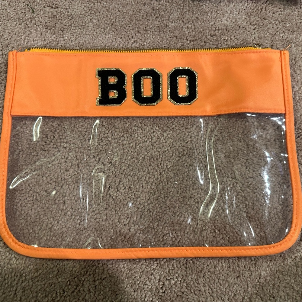 Orange Clear Pouch with BOO Lettering